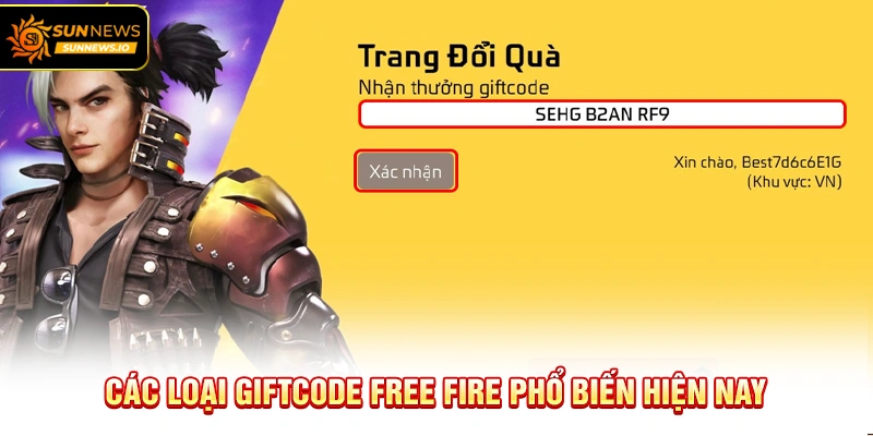 Các loại Giftcode Free Fire phổ biến hiện nay