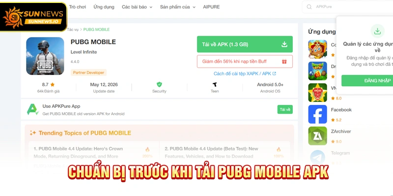 Chuẩn bị trước khi Tải PUBG Mobile APK
