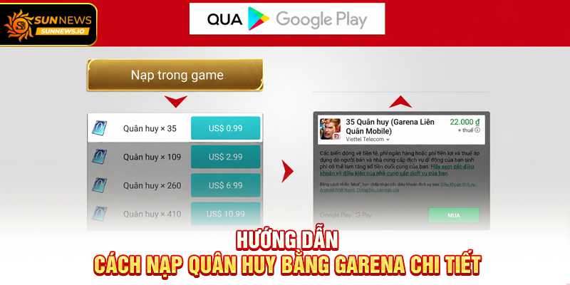 Hướng dẫn Cách Nạp Quân Huy bằng Garena chi tiết