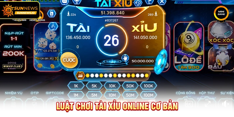 Luật chơi Tài Xỉu Online cơ bản